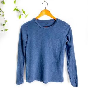 Madewell Long Sleeve Crew Neck Tee in Blue